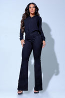 Calça Flare Modeladora Detalhe Barra Botões JEB124