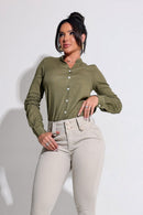 Calça Bege Feminina Modeladora Que Não Marca Empina Bumbum JEB94
