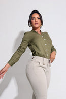 Calça Bege Feminina Modeladora Que Não Marca Empina Bumbum JEB94