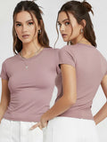 Blusa Baby Tee Manga Curta Baby Look