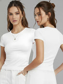 Blusa Baby Tee Manga Curta Baby Look