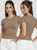 Blusa Baby Tee Manga Curta Baby Look