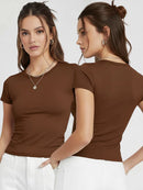 Blusa Baby Tee Manga Curta Baby Look